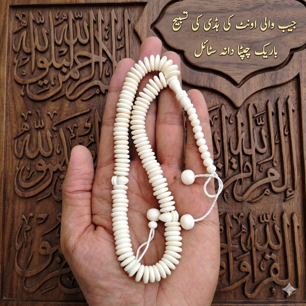 pocket size camel bone tasbeeh 100 elliptical ( chapta )beads