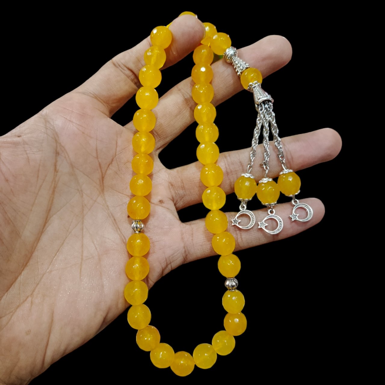 pukhraj stone diamond cut tasbeeh 33 beads 10mm size