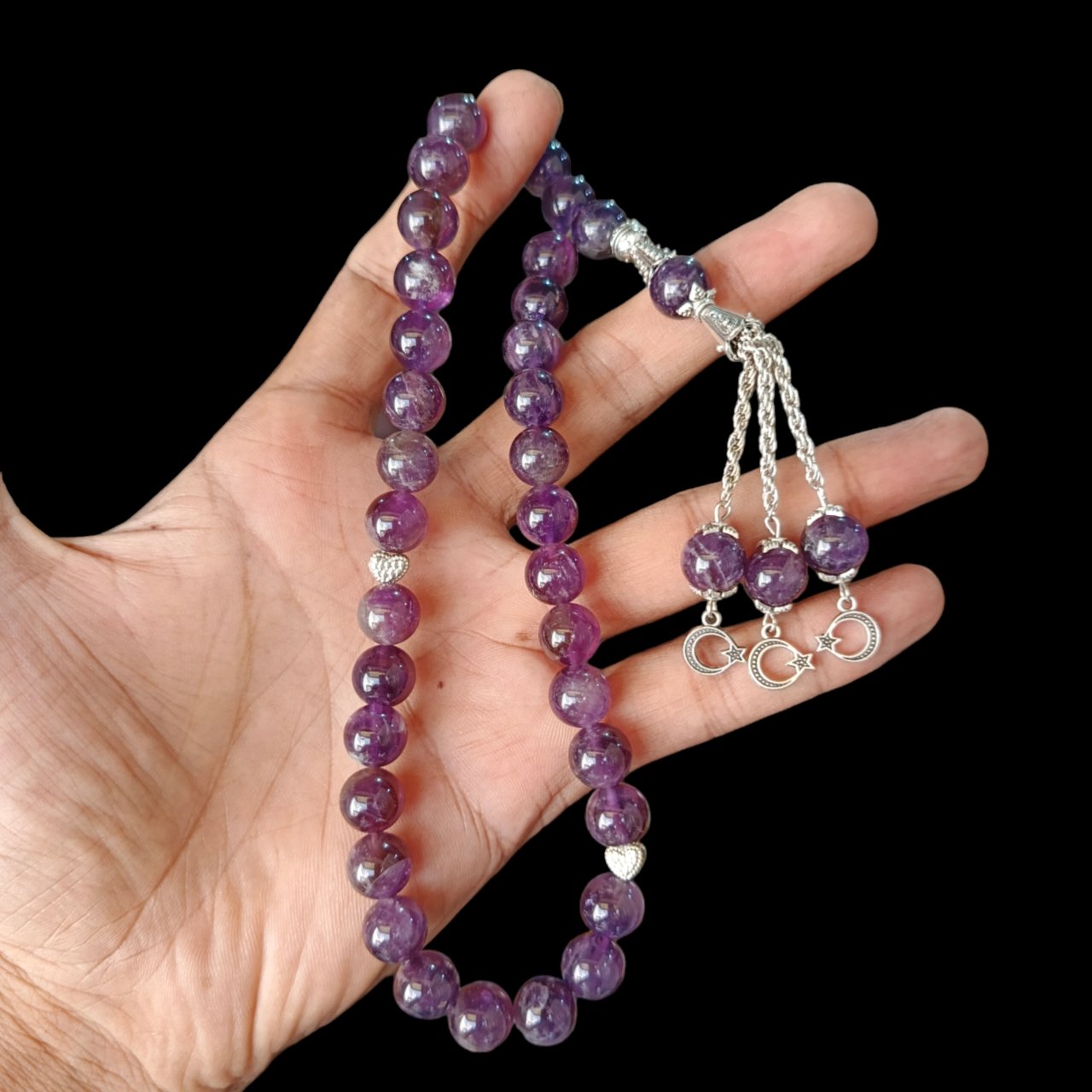 amethyst stone tasbeeh 33 beads 10mm size