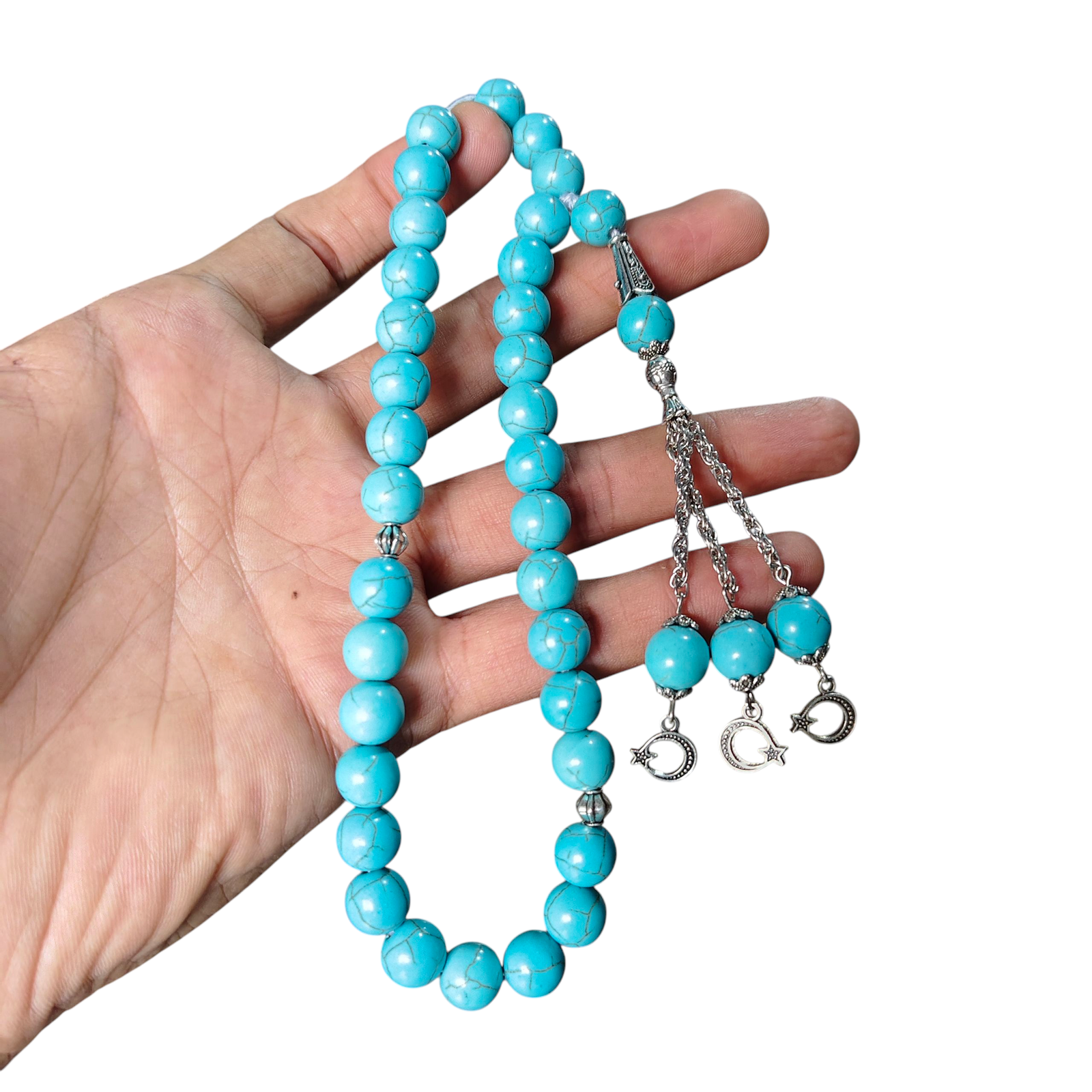 feroza stone tasbeeh 33 beads 10mm size chain work
