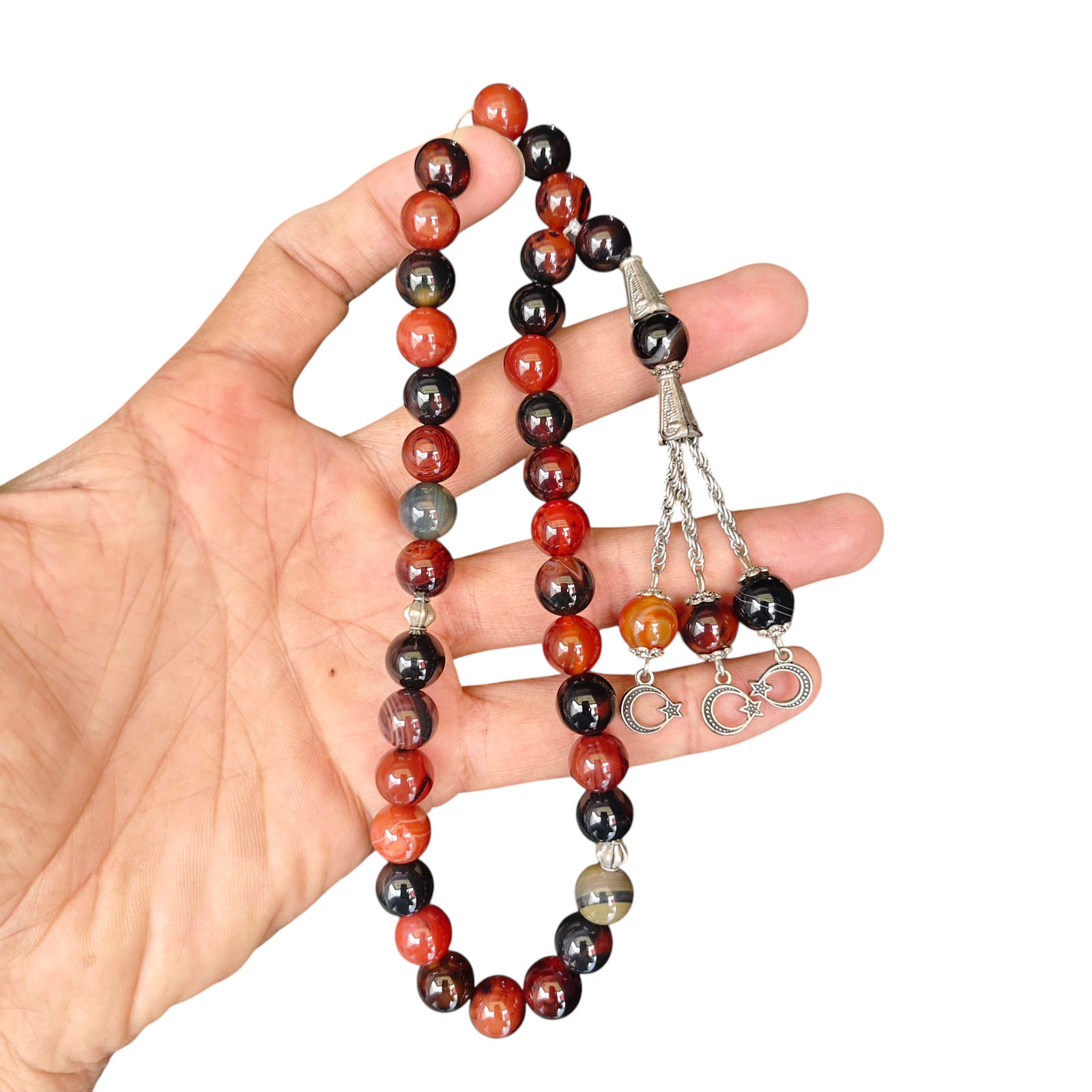 brown sulemani aqeea stone tasbeeh 33 beads 10mm size