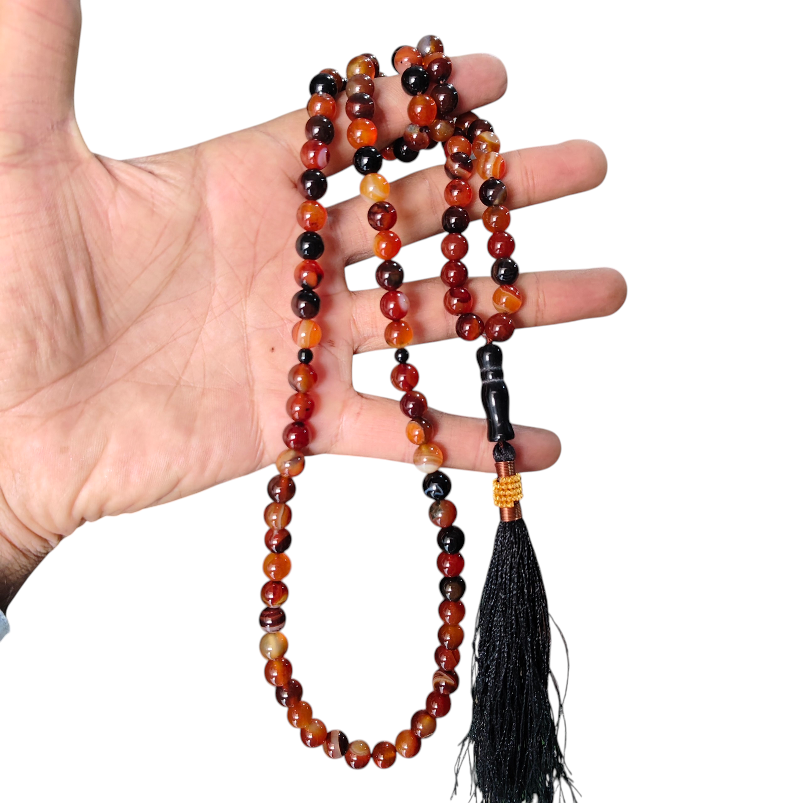 brown sulemani aqeeq stone tasbeeh 100 beads 8mm size