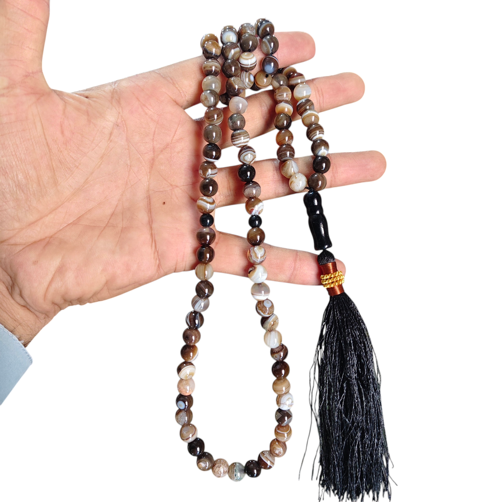 black sulemani aqeeq stone tasbeeh 100 beads 8mm size