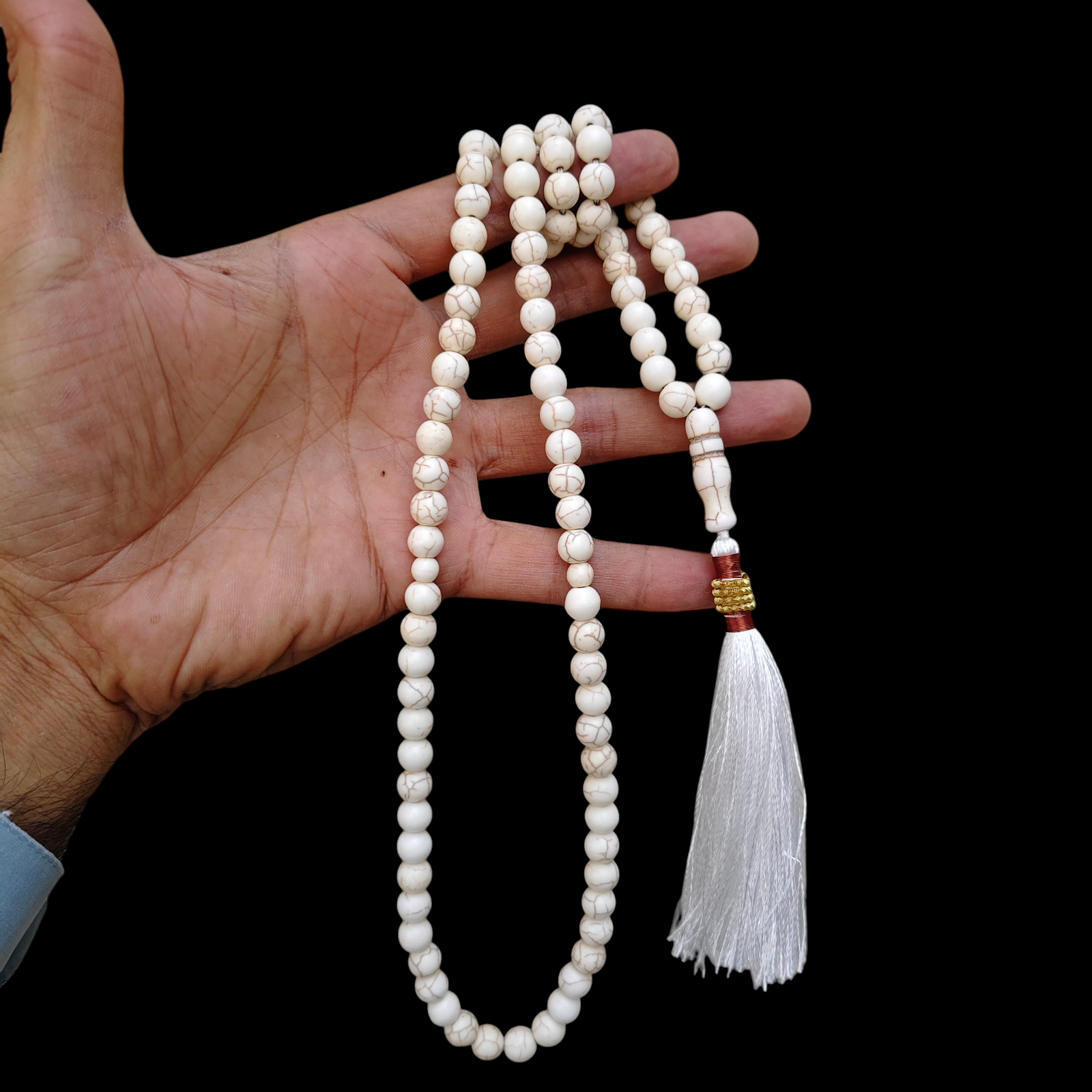 feroza white stone tasbeeh 100 beads 8mm size