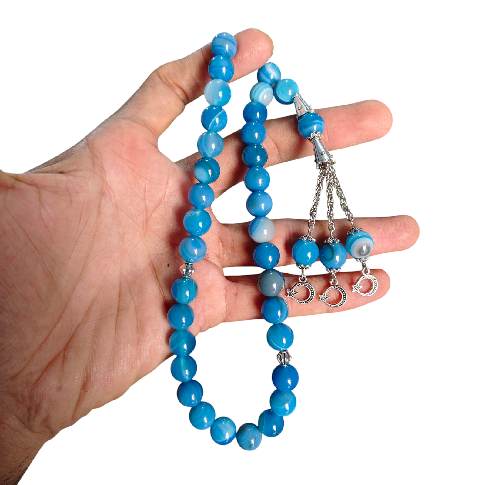 feroza aqua aqeeq stone tasbeeh 33 beads 10mm size