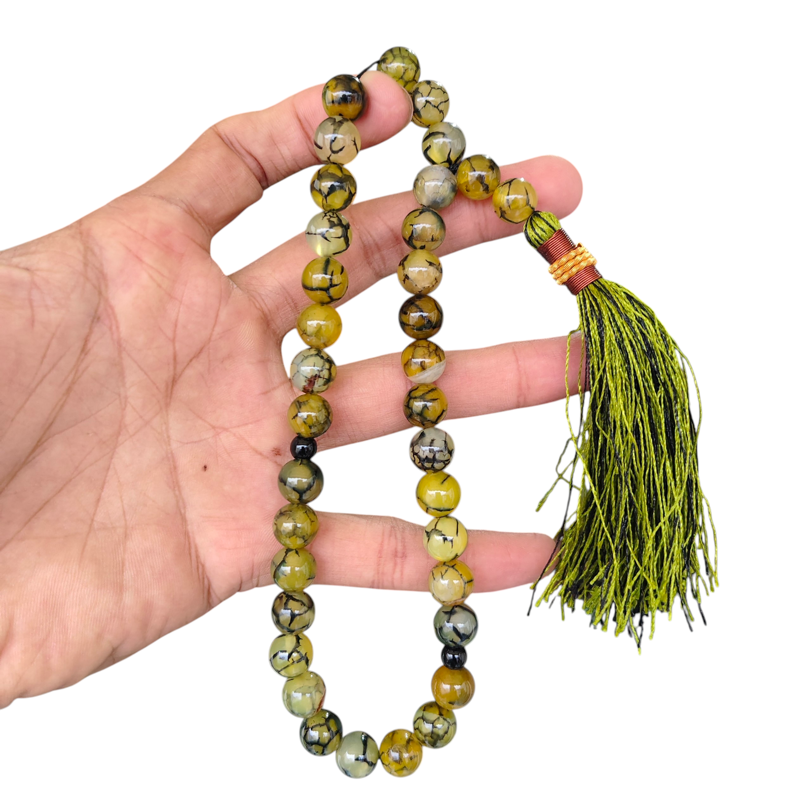 green shajri aqeeq stone tasbeeh 33 beads 10mm size