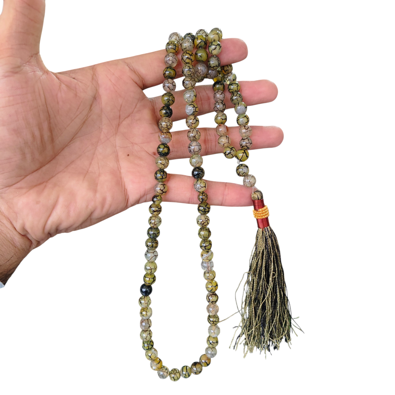 green shajri aqeeq stone tasbeeh 100 beads 8mm size