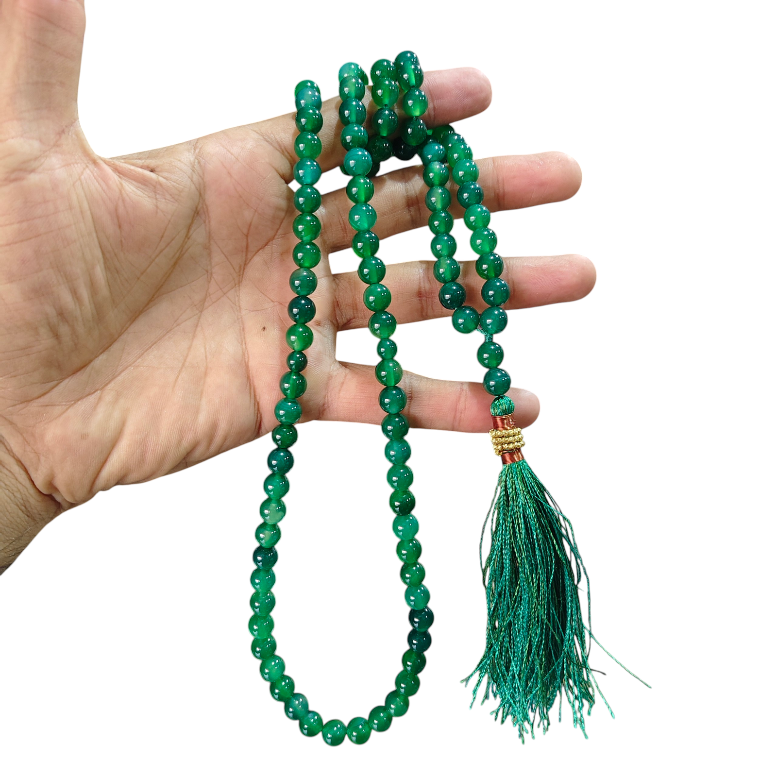 green aqeeq stone tasbeeh 100 beads 8mm size