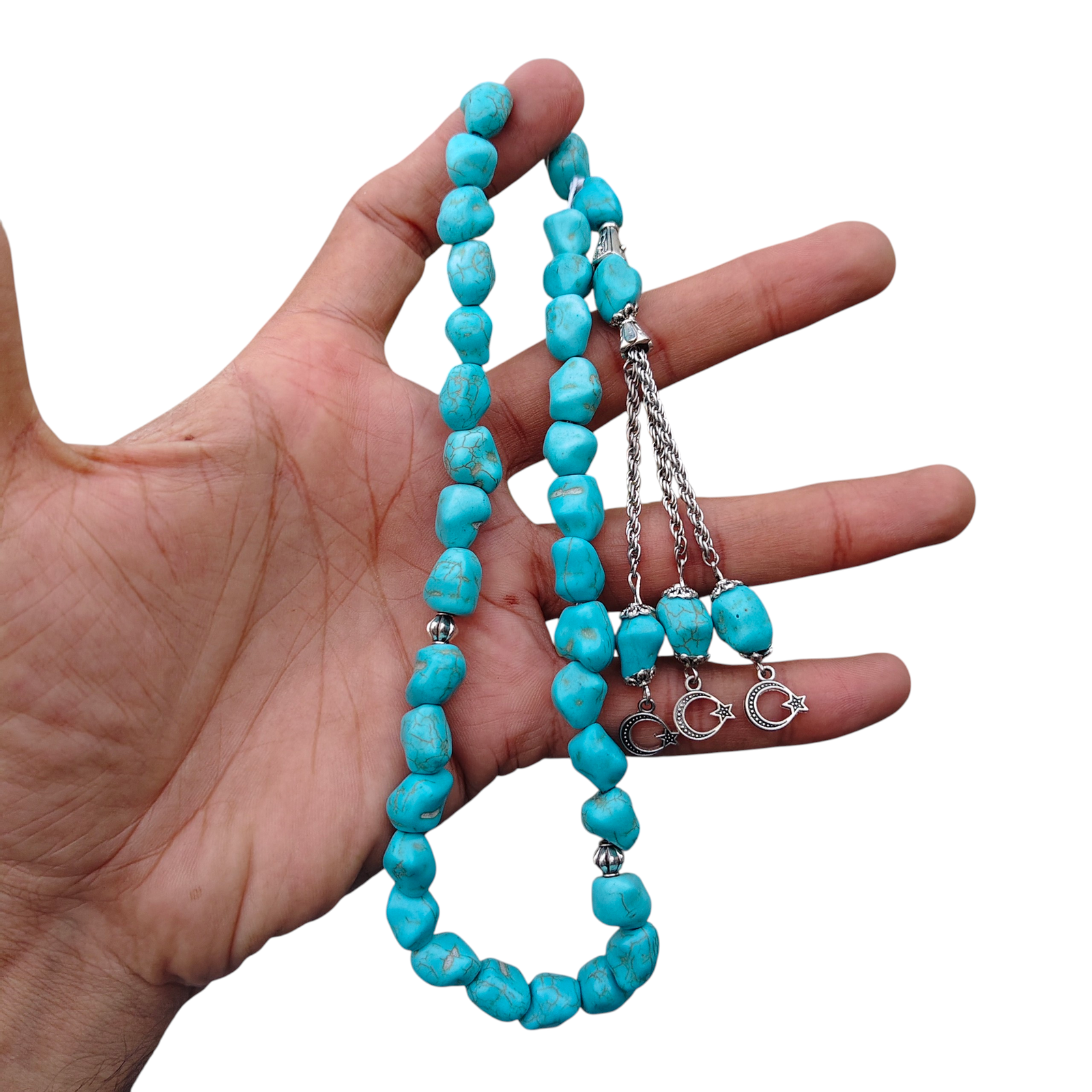 feroza cut stone tasbeeh 33 beads 10mm size