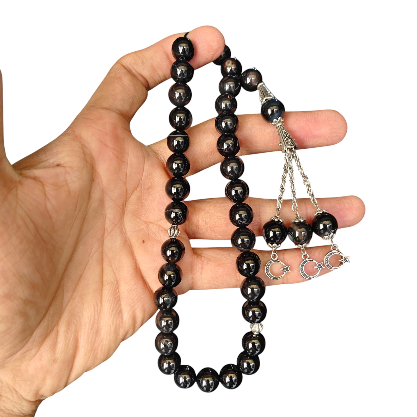 black aqeeq stone tasbeeh 33 beads 10mm size