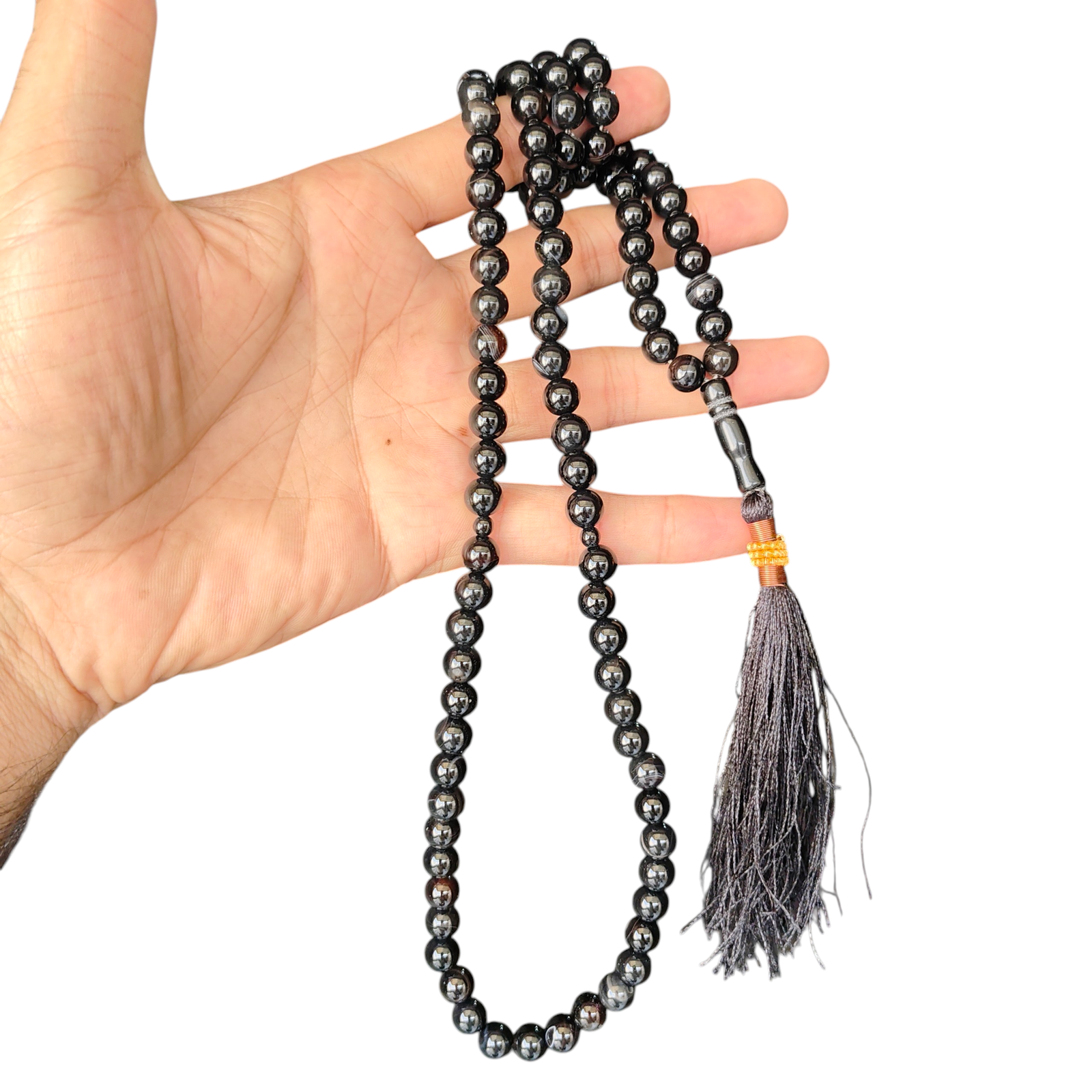 black aqeeq stone tasbeeh 100 beads 8mm size