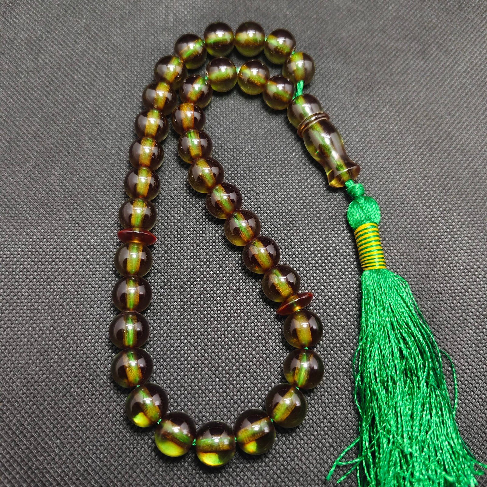 sandlus green tasbeeh 33 beads 11.5 mm size